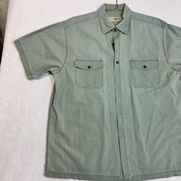 Vintage Penmans Men's L Polo Dress Shirt Light Green Button Up Short Sleeve - Picture 6 of 12